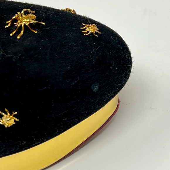 Our vintage Charlotte Olympia Dolly Spider-Studded Suede Platform Pumps. - Picture 8 of 11